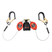 Kstrong® Brute™ Backer™ LE Dual 8.5 Ft. Cable Srl-le Assembly w/ Aluminum Swivel Rebar Hooks At Connector End And Shock Pack With Twin Srl Connector At Top (Ansi) - Ironworkergear