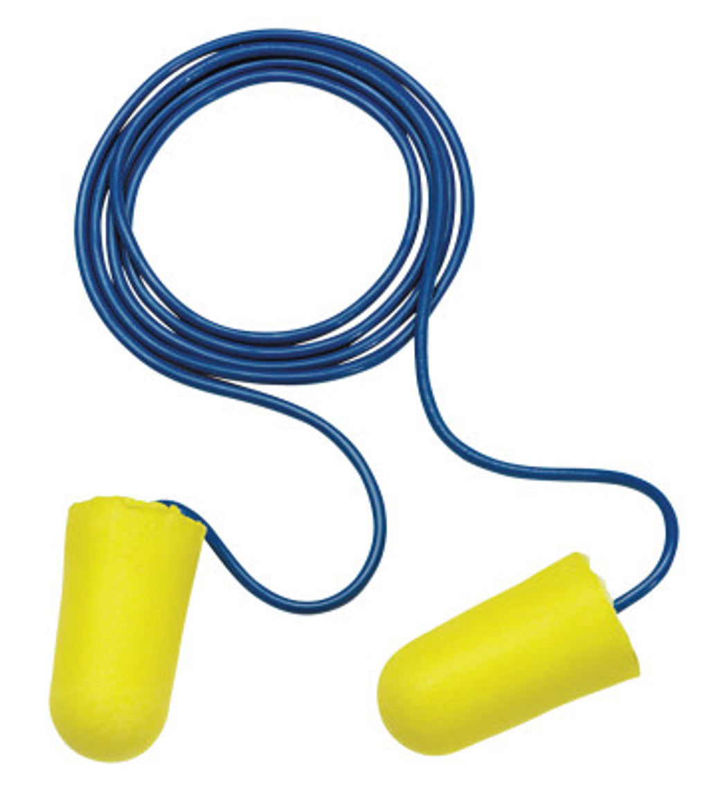 3M  TaperFit 2 Foam Earplugs, Polyurethane, Yellow, Corded, Regular - Ironworkergear