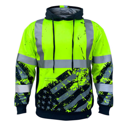 Safety Shirtz SS360º American Grit Yellow Class 3 Type-R Safety Hoodie - Ironworkergear