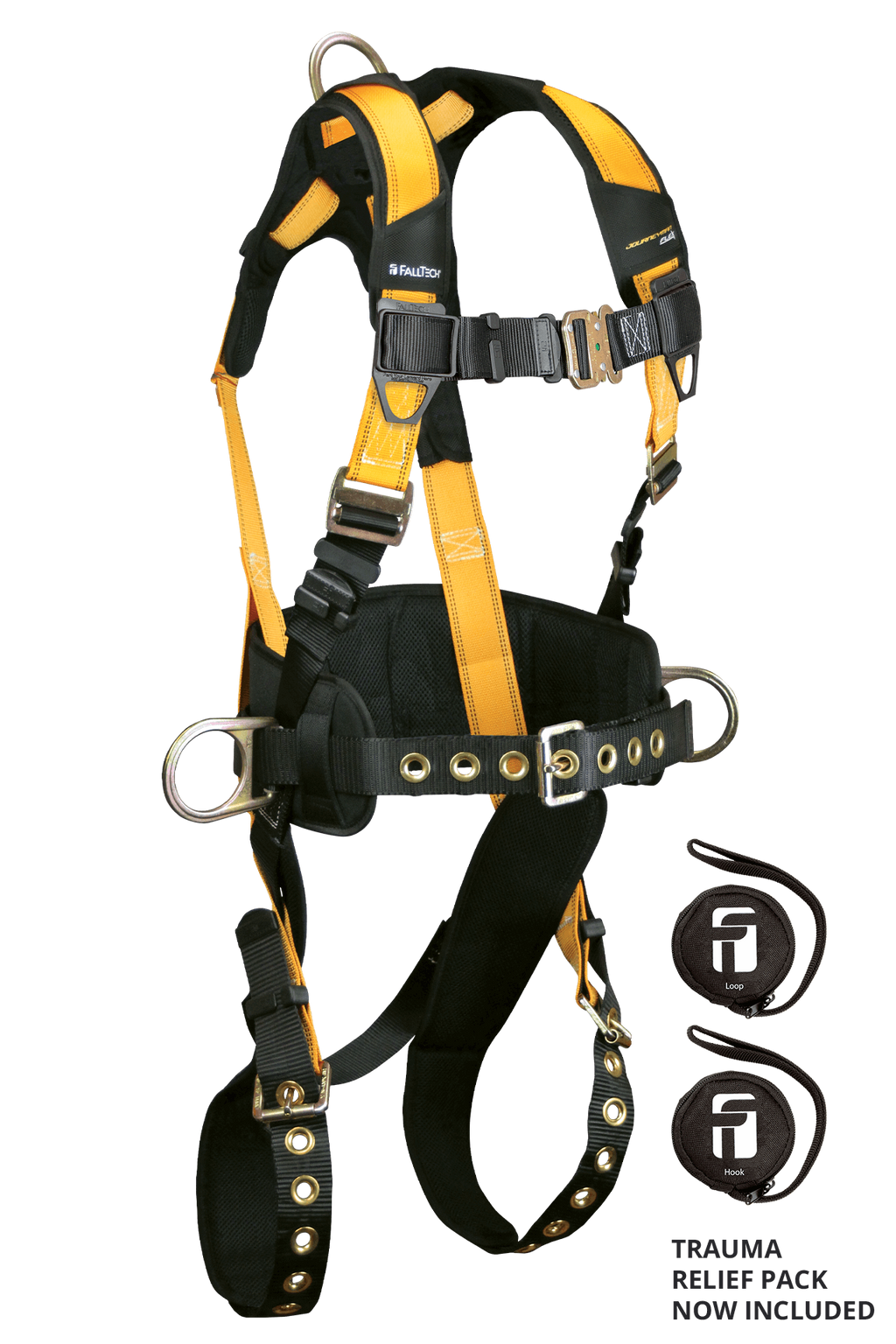Falltech Journeyman Flex® Steel 3D Construction Belted Full Body Harness, Tongue Buckle Leg Adjustment #7035 - Ironworkergear
