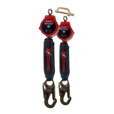 KStrong® Dual 6 ft. Micron™ SRL assembly with snap hooks (ANSI). Includes connector to attach to harness. - Ironworkergear