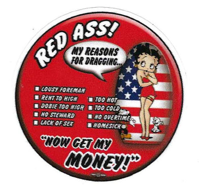 'Red Ass' Betty Hard Hat Sticker #RA01 - Ironworkergear