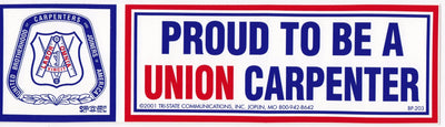 'Proud to be a Union Carpenter' Bumper Sticker #BP-203 - Ironworkergear