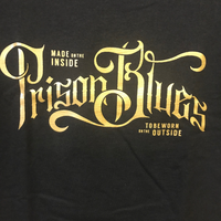 Prison Blue's Metallic Script T-Shirt-Clearance - Ironworkergear