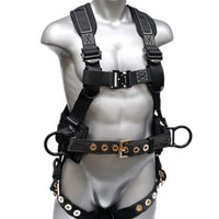 3 D-Rings Aluminum QC buckle on Chest Tongue buckle on leg straps Breathable padding Shoulder strap adjusters X-Large