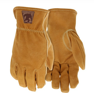 Sasquatch® Leather Driver Work Gloves Premium Grade Split Leather Sewn with Heat Resistant Aramid Keystone Thumb - Ironworkergear