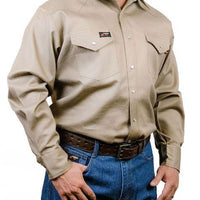 Forge FR Snap Front Khaki Work Shirt - Ironworkergear