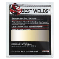 Best Welds Hardened Glass Gold Filter Plates 4 1/2" X 5 1/4" - Ironworkergear