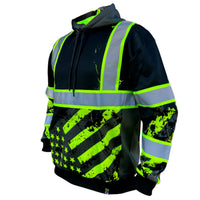 SafetyShirtz Stealth American Grit Black Type-O Reflective Safety Hoodie - Ironworkergear