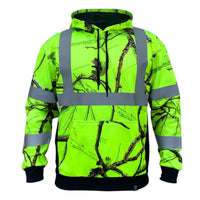 SafetyShirtz SS360° Backwoods Camo Yellow (Safety Green) Class 3 Type-R Reflective Safety Hoodie - Ironworkergear
