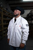 FR Pearl Snap Work Shirt - Phantom White - With U.S Flag - Ironworkergear
