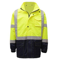 GSS Safety Class 3 Premium Hooded Rain Jacket with Black Bottom - Ironworkergear
