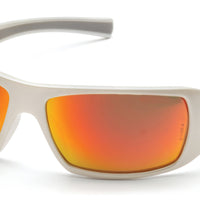 Pyramex Goliath White Frame Sky Red Mirror Safety Glasses #SW5655D - Ironworkergear