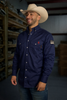 FR Western Style Pearl snap - Navy - With U.S Flag - Ironworkergear