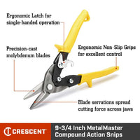 Wiss 9-3/4" MetalMaster® Compound Action Straight, Left and Right Cut Snips - Ironworkergear