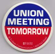 'Union Meeting Tomorrow' Button - Ironworkergear