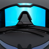 Heat Wave Future Tech Sunglasses: Black Frame/Galaxy Blue Lens Z87+ - HardHatGear