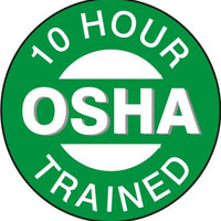 10 Hour OSHA Trained Hard Hat Sticker - Ironworkergear