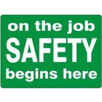 On the job Safety begins here Hard Hat Sticker #HM-21 - Ironworkergear