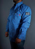 FR Pearl Snap Work Shirt - Royal Blue - With U.S Flag - Ironworkergear