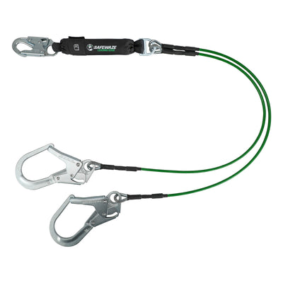 Safewaze Leading Edge 6' Energy Absorbing Lanyard: Dual Leg, Rebar Hooks - Ironworkergear