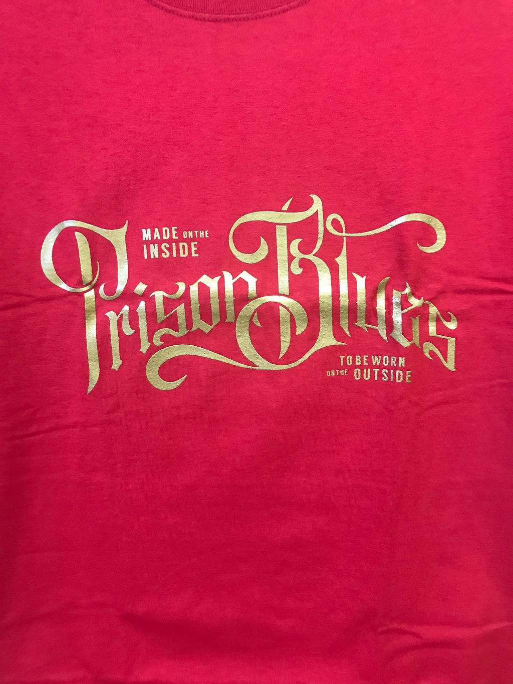 Prison Blue's Metallic Script T-Shirt-Clearance