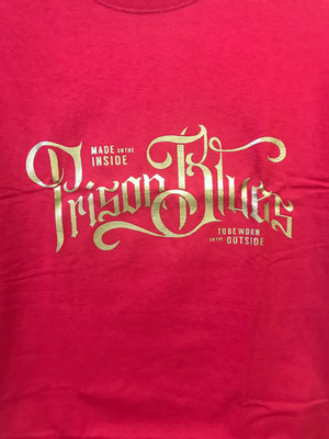 Prison Blue's Metallic Script T-Shirt-Clearance