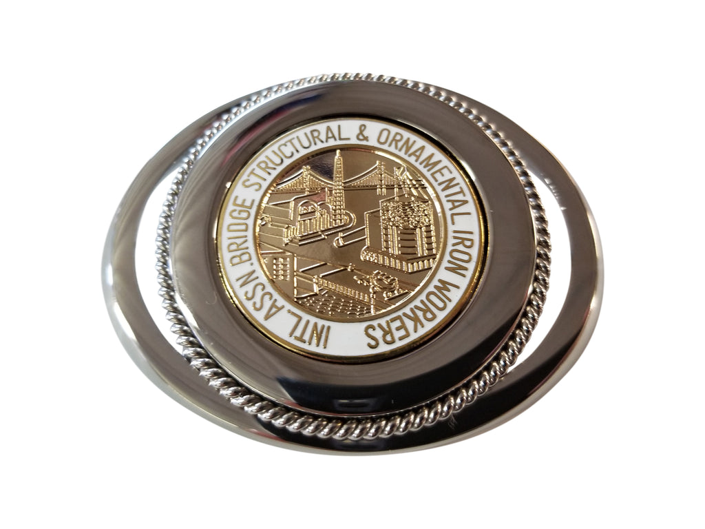 Union Ironworkers Belt Buckle In Gold