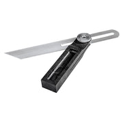 Part # 130      This durable, non corrosive 9" sliding T bevel square is just the thing to duplicate angles & lay mitres     Stainless Steel blade     Polycast handle with recessed hand grip     Low profile locking nut for left or right hand use     Made in USA