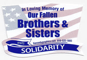 'In Loving Memory of Our Fallen Brothers & Sisters... Solidarity' American Flag Hard Hat Sticker   S-105