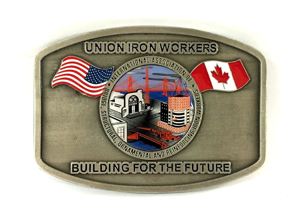 'Union Ironworkers Building for the Future' Pewter Belt Buckle