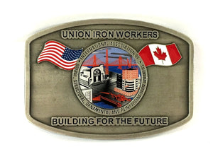 'Union Ironworkers Building for the Future' Pewter Belt Buckle