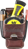 Occidental Leather Part #5523  4 times the tool capacity in the belt space of one holder. Holders for tape, lumber crayon or screw driver, pencil, plus, it features a FREE 2003 Oxy Tool Shield™ for sharp tools such as chisel or work knife. Designed for professionals and weekend warriors. Extra heavy duty steel clip accommodates up to 2" belt. Sturdy American leather ensures years of endurance in the field