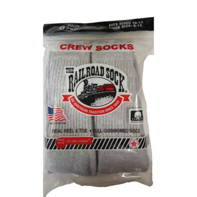 The Railroad Sock 6 Pk Men's Crew Sock Grey (6072)