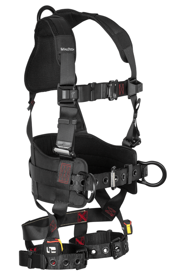 Falltech FT-Iron 3D-Ring Construction Belted Full Body Harness, Tongue Buckle Leg Adjustment #8144 - Ironworkergear