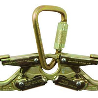FallTech Part #8457  Dual-gate hook attaches to User's Hip D-rings for Work Positioning applications. Integral captive-pin carabiner connects to User-supplied positioning hook. 8½" width inside hooks and 4" length with carabiner from center eye. Plated Alloy Steel Hook and Carabiner with 5,000 lbs Min Tensile Strength. 3,600 lbs Gate Strength on both hook and Carabiner gates. Meets ANSI Z359.12-2009 OSHA 1926.502.