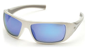 "Goliath" Ice Blue Mirror Safety Glasses with White Frame