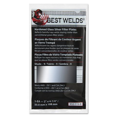 Best Welds Part #932-115      Reflects harmful rays while staying cooler than conventional green filter plates. It also reduces glare.     Fits any conventional passive welding helmets that accept  2" x 4.25" plates.