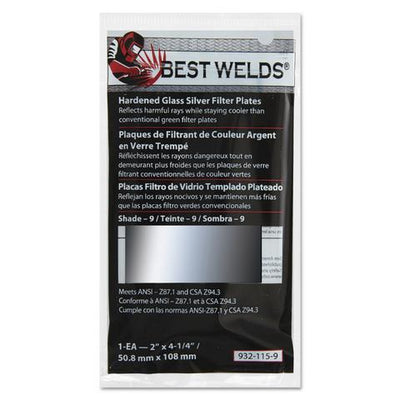 Best Welds Part #932-115      Reflects harmful rays while staying cooler than conventional green filter plates. It also reduces glare.     Fits any conventional passive welding helmets that accept  2