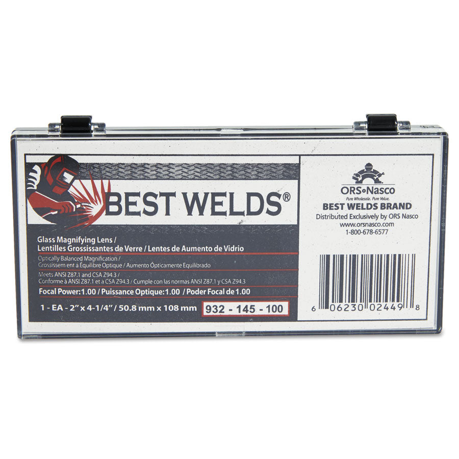 Best Welds Part # 932-145      For eyesight improvement during any job, use the Anchor Brand Glass Magnifier Lens ensures greater visibility.     Ground glass material provides exceptional strength and durability.     Magnifiers offer optically balanced magnification in .25 increments.