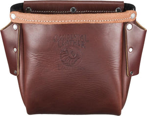 Occidental Leather Part #9920      Pro Leather™ construction bolt bag with bull-pin loop on each side.     Tunnel loop on back accepts up to 3" work belt.     Pockets & Tool Holders: 3     Weight: 1.3 lbs.     Main Bag: 9" x 8.5"