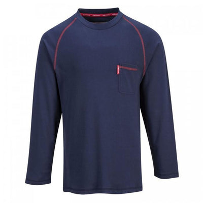 Portwest Biz-Flame Navy Crew Neck T-Shirt #FR01 - Ironworkergear