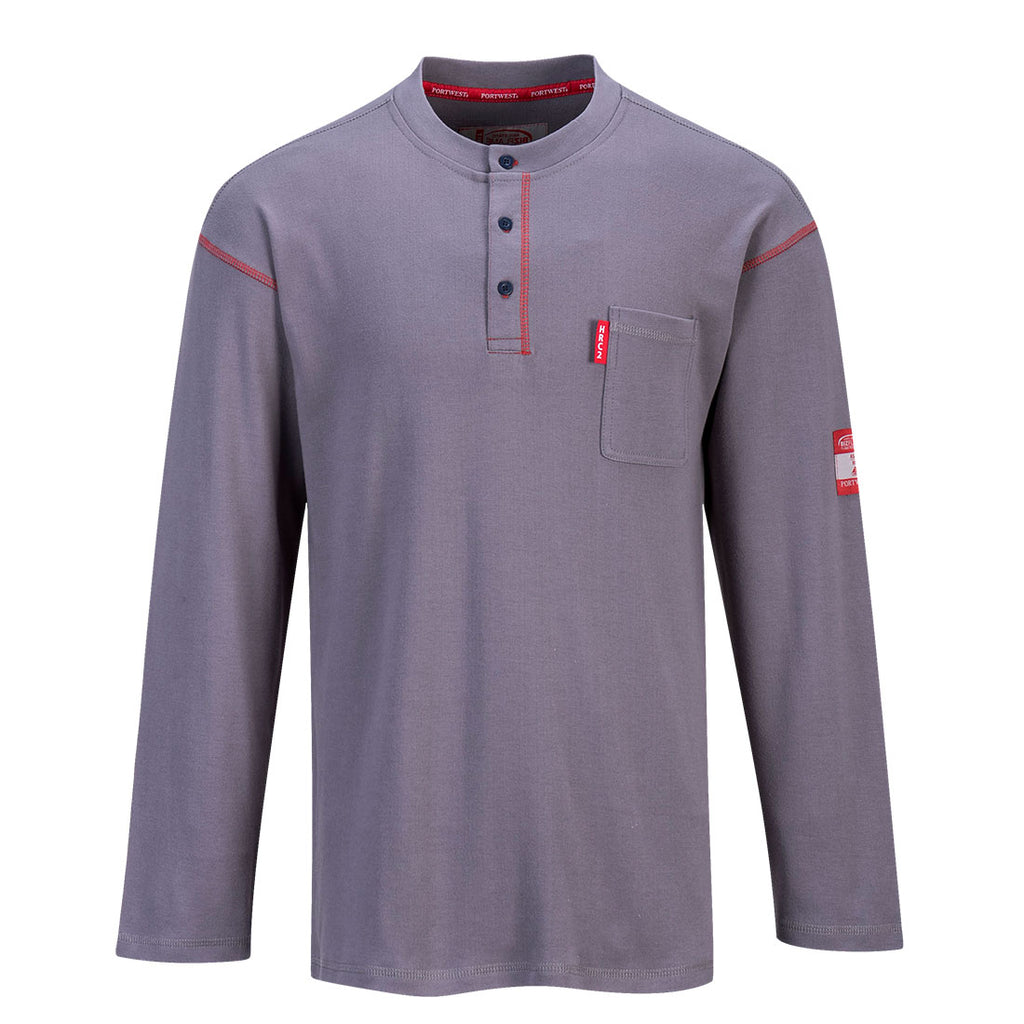 Portwest BizFlame FR 3-Button Crew Neck Henley - Ironworkergear