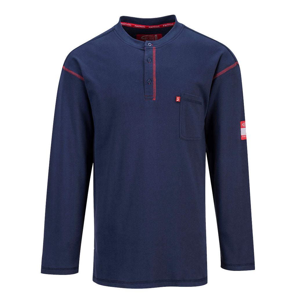 Portwest BizFlame FR 3-Button Crew Neck Henley - Ironworkergear