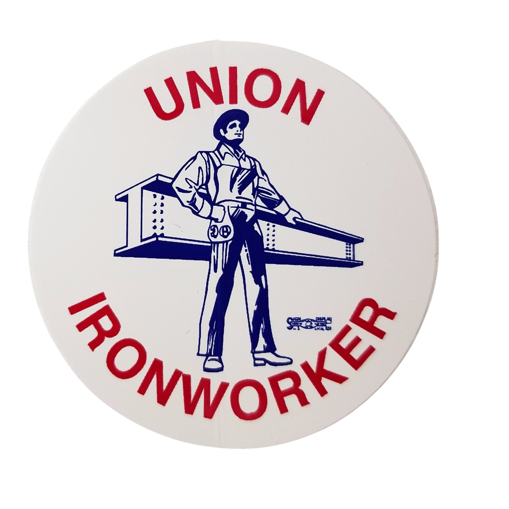 Union Ironworker Man and Beam Hard Hat Sticker