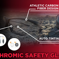 MCR Safety VL2 Photochromic Safety Glasses Transitional/Progressive MAX6® Anti-Fog Coating Matte Carbon Fiber Frame Color