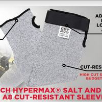 MCR Safety Cut Pro® Sleeve 13-Gauge HyperMax® Salt and Pepper Adjustable Hook and Loop Bicep 18 Inch Length, Thumb Slot