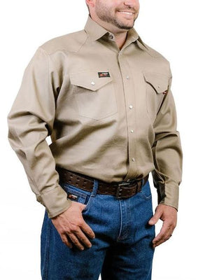 Forge FR Snap Front Khaki Work Shirt - Ironworkergear