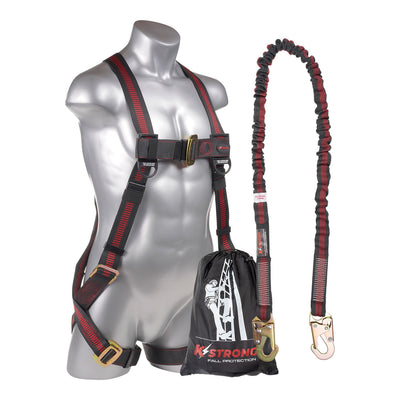 KStrong® Kapture™ Elite 5-Point Full Body Harness, Dorsal D-Ring, MB Legs with Internal Design Shock Absorbing Lanyard with Snap Hooks