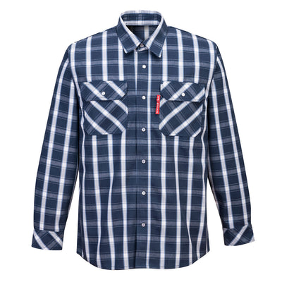 Portwest UFR97 Bizflame 88/12 FR Navy Plaid Shirt - Ironworkergear